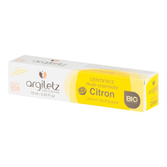Zubní pasta s bílým a žlutým jílem citron 75 ml BIO   ARGILETZ