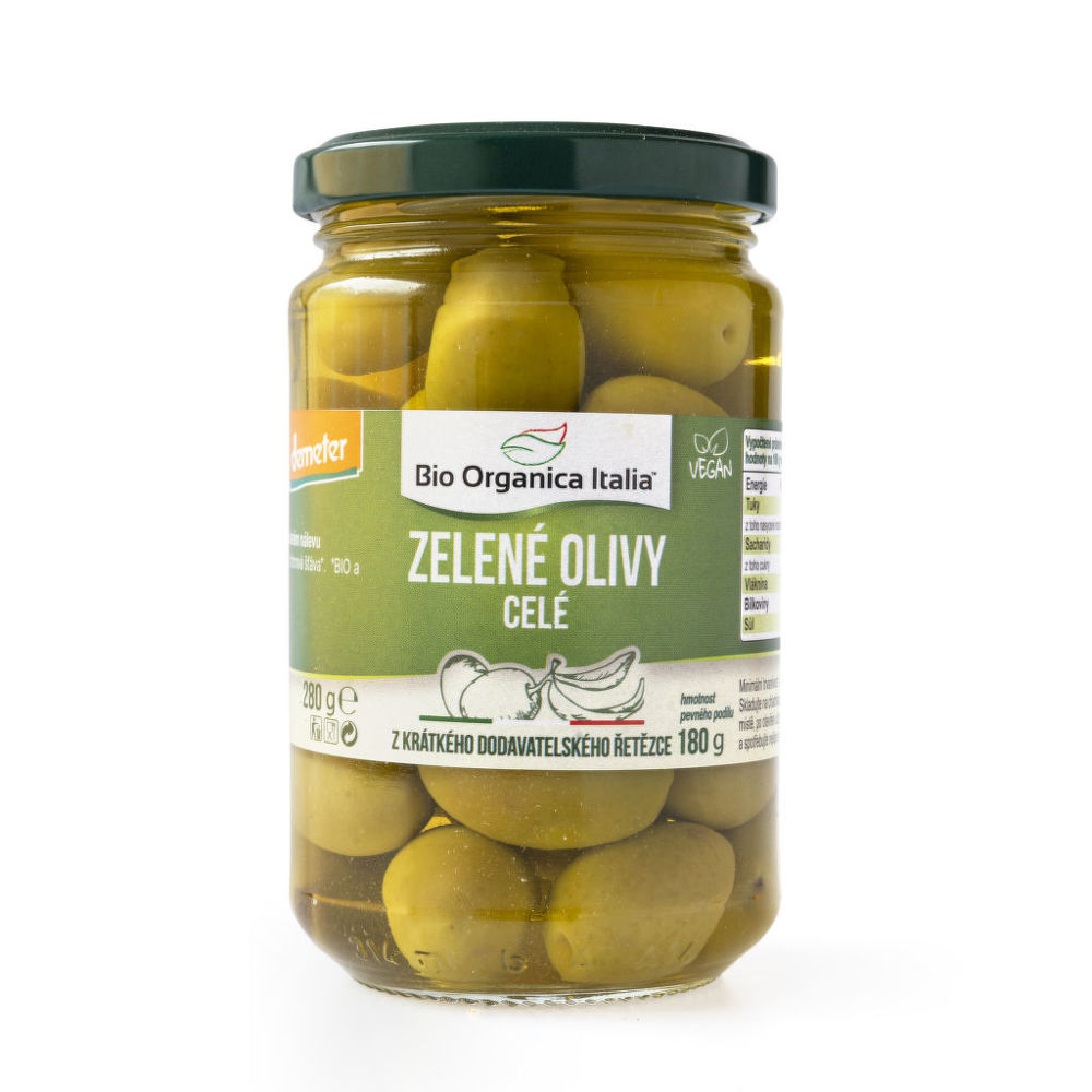 Olivy zelené celé ve slaném nálevu 280 g BIO BIO ORGANICA ITALIA