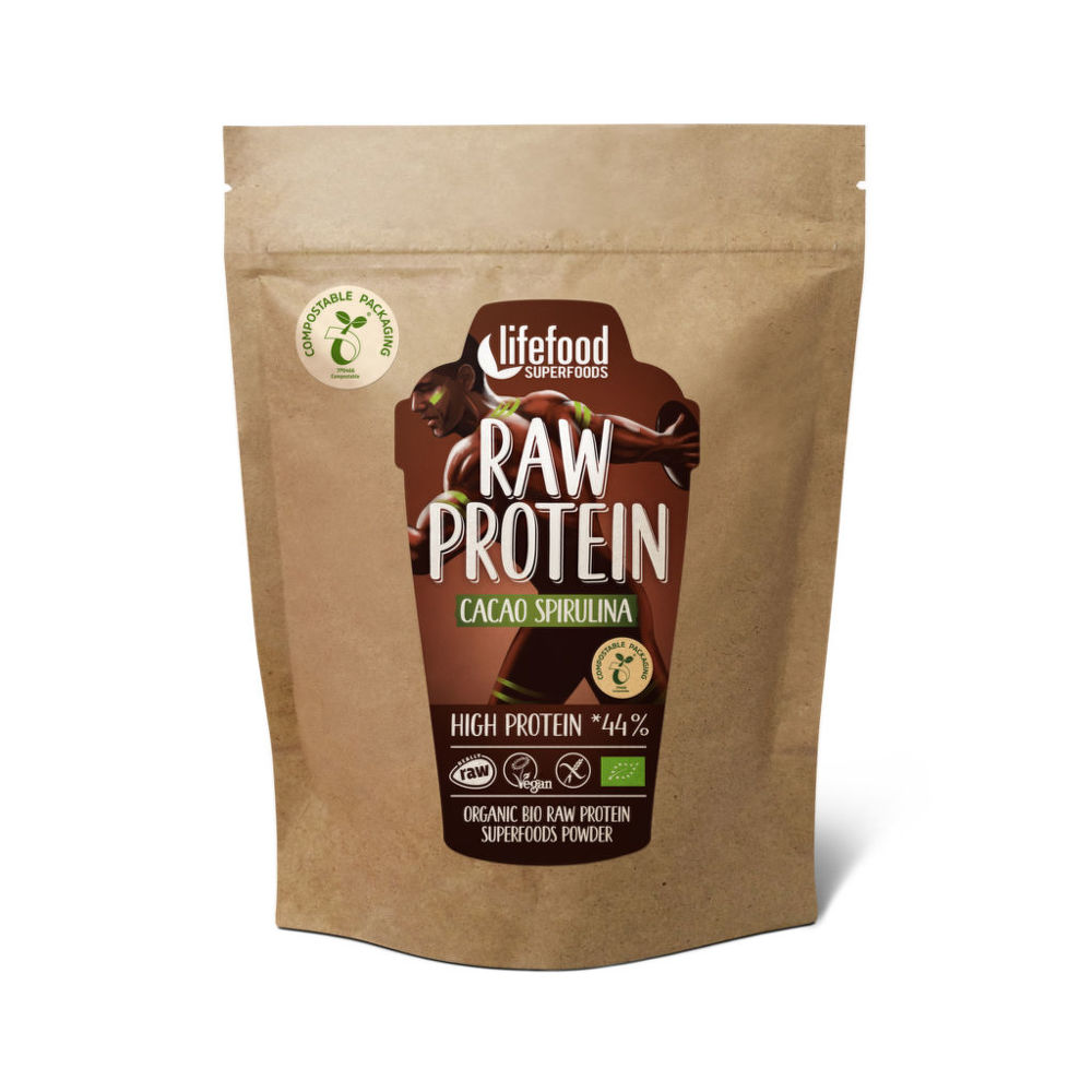 Protein kakaový se spirulinou RAW 450 g BIO LIFEFOOD