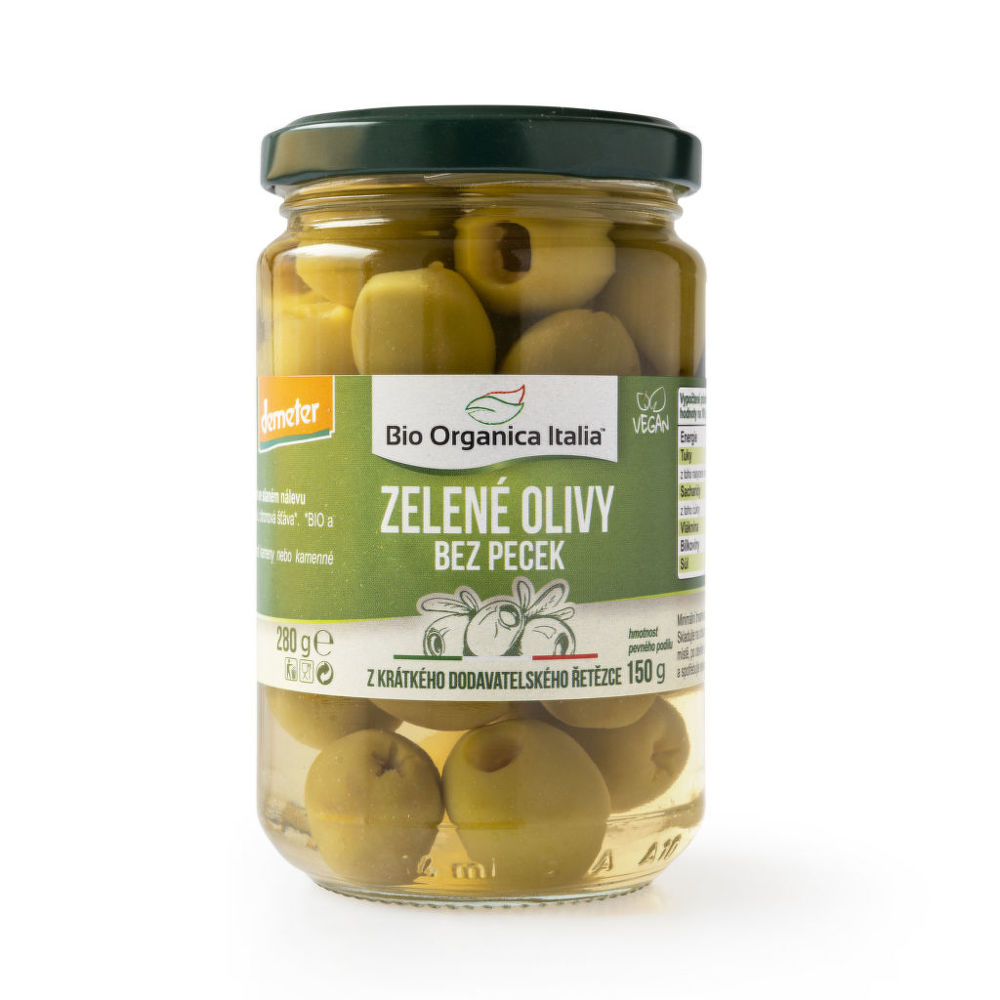 Olivy zelené ve slaném nálevu bez pecek 280 g BIO BIO ORGANICA ITALIA