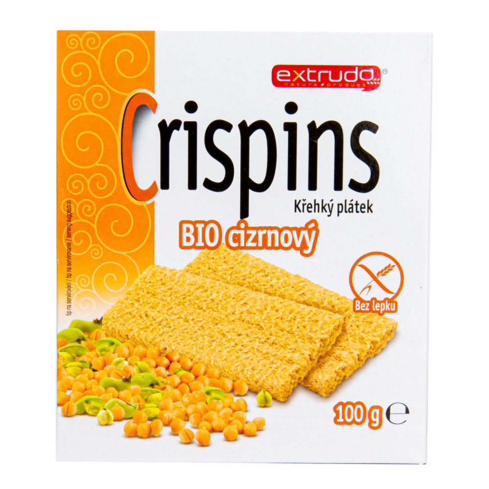 Chlebíček cizrnový Crispins bezlepkový 100 g BIO EXTRUDO