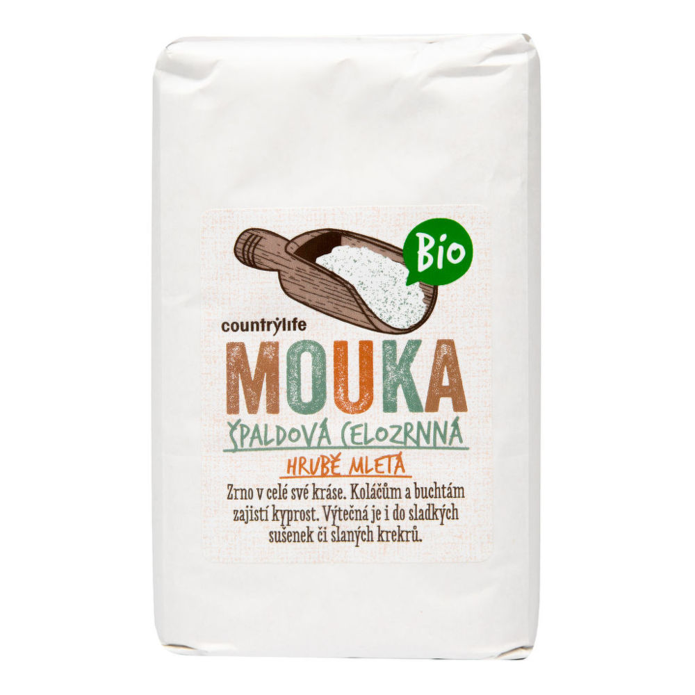 VÝPRODEJ!!!Mouka špaldová celozrnná hrubě mletá 1 kg BIO COUNTRY LIFE