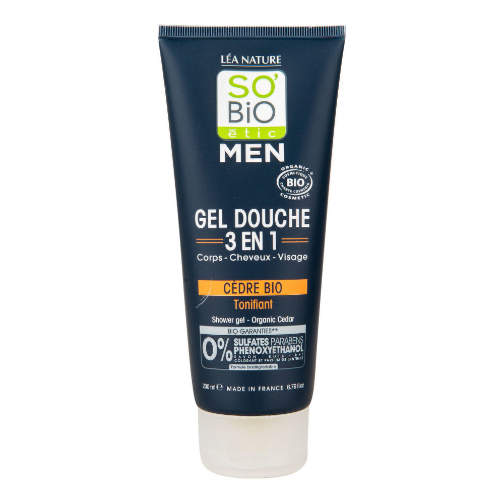 SO’BiO étic Men sprchový gel 3v1 tonizující cedr 200 ml