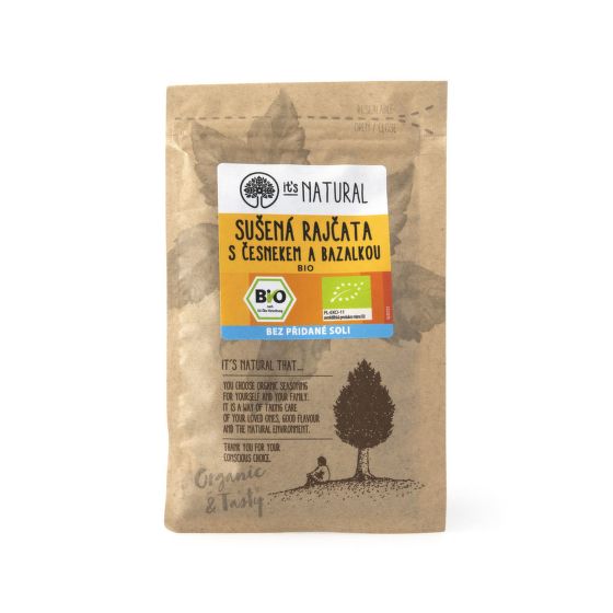 Rajčata sušená s česnekem a bazalkou 20 g BIO   IT´S NATURAL