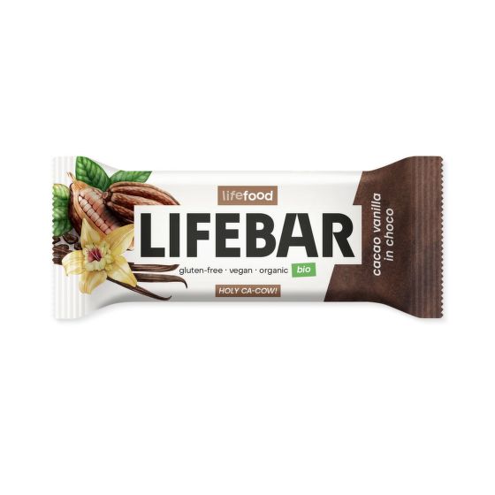 Tyčinka Lifebar kakaové boby s vanilkou RAW 40 g BIO   LIFEFOOD