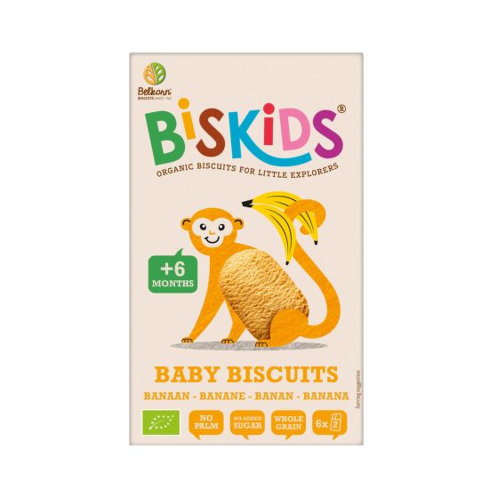 Sušenky celozrnné s banánem bez přidaného cukru dětské 6M+ 120 g BIO   BISKIDS
