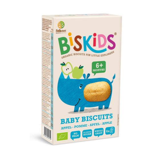 Sušenky celozrnné měkké dětské s jablečnou šťávou bez přidaného cukru 6M+ 120 g BIO   BISKIDS