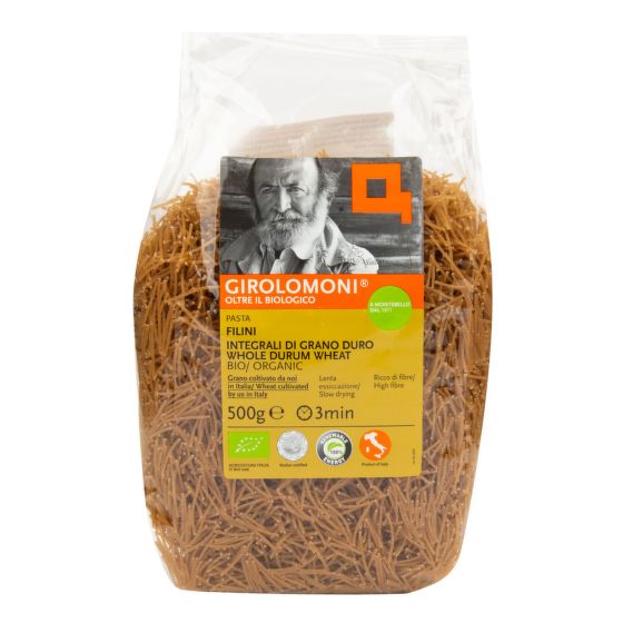 Těstoviny filini celozrnné semolinové 500 g BIO   GIROLOMONI