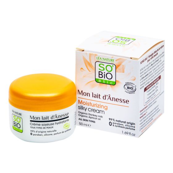 Krém hedvábný hydratační s obsahem oslího mléka 50 ml BIO   SO’BiO étic