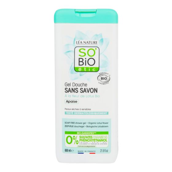 Gel sprchový BEZ MÝDLA s lotosovým květem 650 ml BIO   SO’BiO étic  