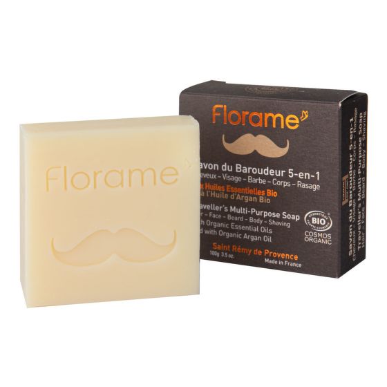 Univerzální mýdlo 5v1 HOMME — vlasy, obličej, vousy, holení, tělo 100 g BIO   FLORAME