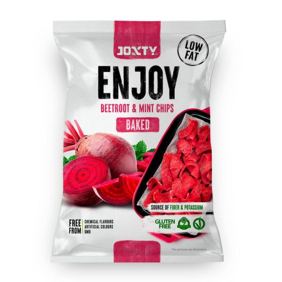 Chipsy bramborové pečené s červenou řepou a mátou 40 g   JOXTY ENJOY CHIPS
