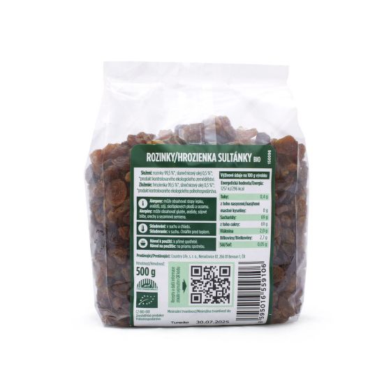 Rozinky sultánky 500 g BIO   COUNTRY LIFE