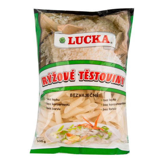 Těstoviny penne rýžové bezlepkové 300 g   LUCKA