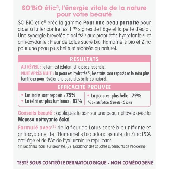 Gel-krém rozjasňující noční pro dokonalou pleť 50 ml BIO   SO’BiO étic