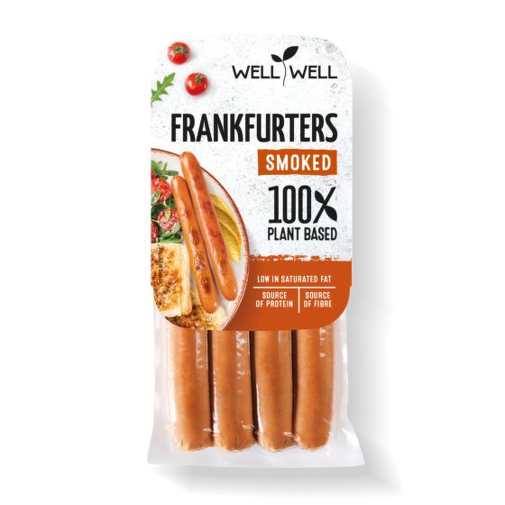 Párky Frankfurtky uzené z rostlinných bílkovin 180 g   WELL WELL