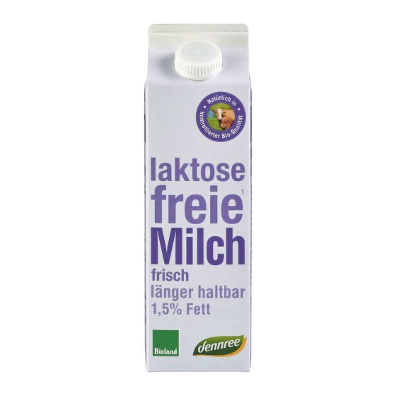 Mléko bez laktózy polotučné 1,5 % tuku 1 l BIO   DENNREE