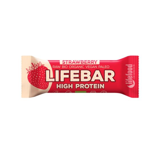 Tyčinka Lifebar protein jahodová 47 g BIO   LIFEFOOD