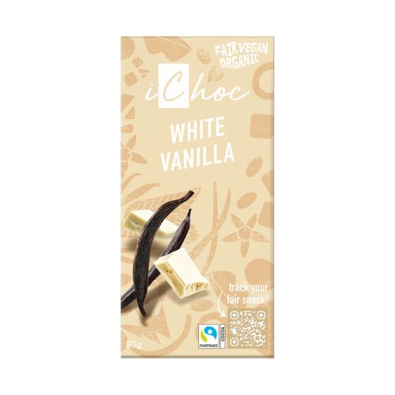 Čokoláda bílá s vanilkou iChoc vegan 80 g BIO   VIVANI