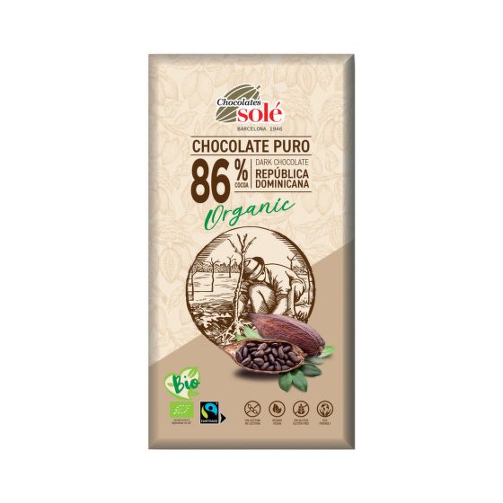 Čokoláda hořká čokoláda 86 % 100 g BIO   SOLÉ