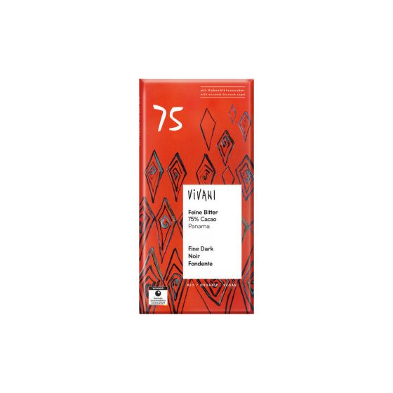 Čokoláda hořká s kokosovým cukrem 75 % 80 g BIO   VIVANI