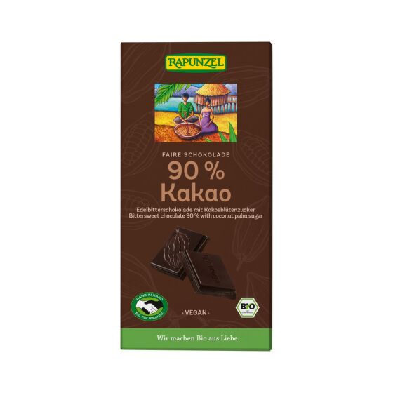 Čokoláda hořká 90 % s kokosovým cukrem 80 g BIO   RAPUNZEL