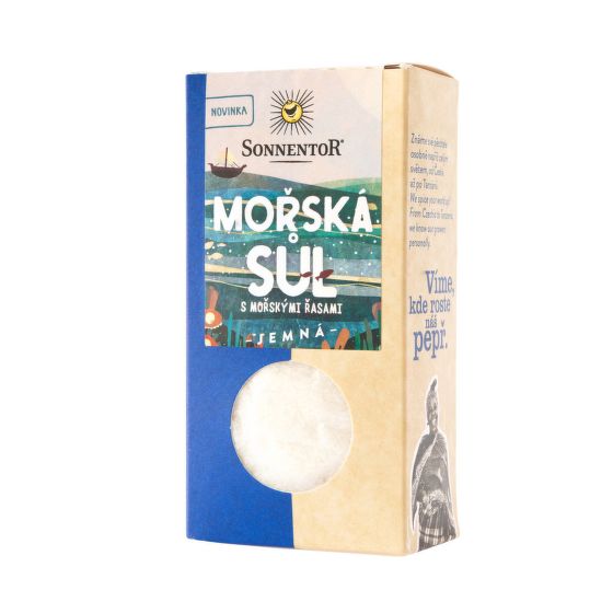 Sůl mořská s mořskými řasami jemná 150 g   SONNENTOR