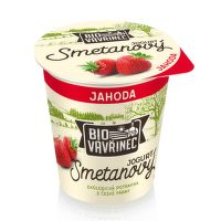 Jogurt smetanový jahoda 130 g BIO   BIO VAVŘINEC