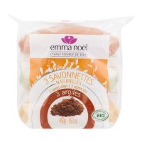 Mýdla rostlinná — obohacená o 3 druhy jílu 3x150 g BIO   EMMA NOËL