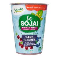 SOJADE bifidus borůvka-třešeň bez přidaného cukru 400 g BIO